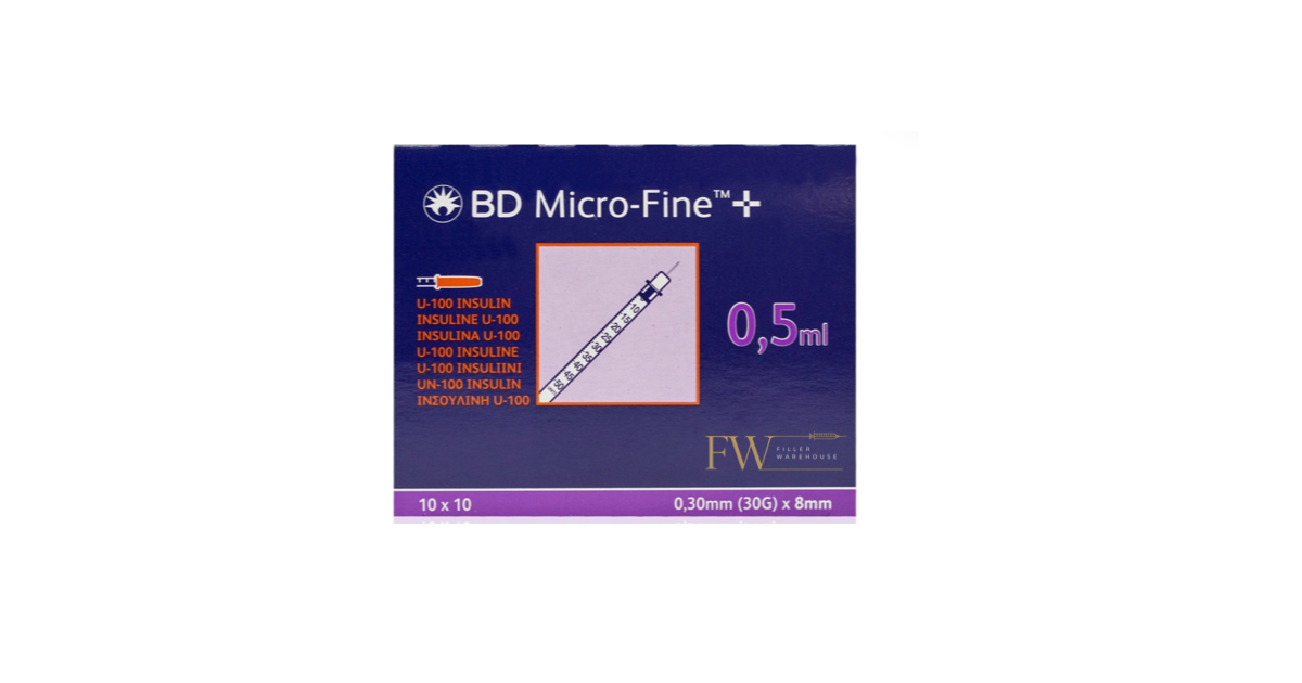 1 x Box of BD Micro Fine Plus 0.5ml 30G 8mm x 100 Needles